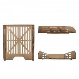 Лоток горизонтальный для бумаг BRAUBERG ECO, 330х245х65 мм, сетчатый, дымчатый, 239012