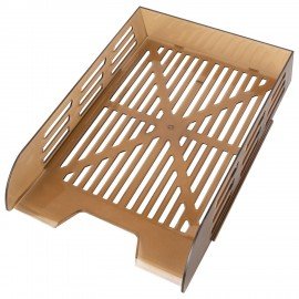 Лоток горизонтальный для бумаг BRAUBERG ECO, 330х245х65 мм, сетчатый, дымчатый, 239012