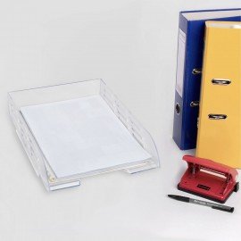 Лоток горизонтальный для бумаг BRAUBERG ECO, 330х245х65 мм, сетчатый, прозрачный, 239013