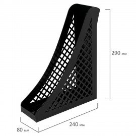Лоток вертикальный для бумаг BRAUBERG ECO, 240х80х290 мм, сетчатый, черный, 239014