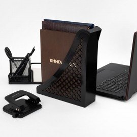 Лоток вертикальный для бумаг BRAUBERG ECO, 240х80х290 мм, сетчатый, черный, 239014