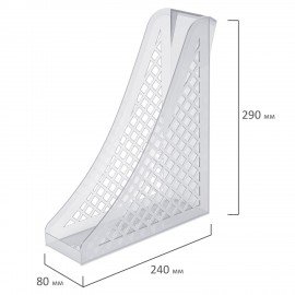 Лоток вертикальный для бумаг BRAUBERG ECO, 240х80х290 мм, сетчатый, прозрачный, 239016