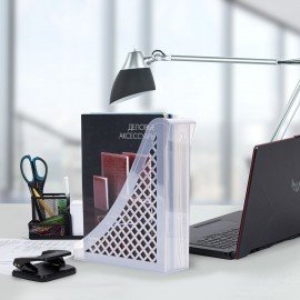 Лоток вертикальный для бумаг BRAUBERG ECO, 240х80х290 мм, сетчатый, прозрачный, 239016