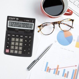 Калькулятор настольный STAFF STF-2512 (170х125 мм), 12 разрядов, двойное питание, 250136