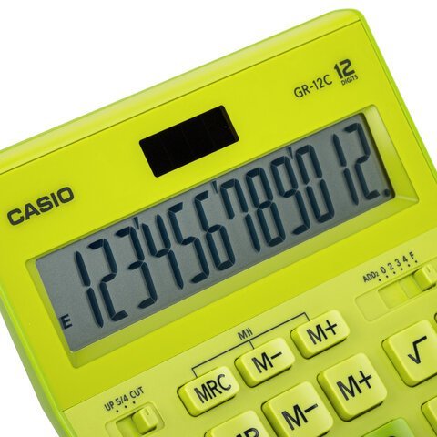 Калькулятор настольный CASIO GR-12С-GN (210х155 мм), 12 разрядов, двойное питание, САЛАТОВЫЙ, GR-12C-GN-W-EP