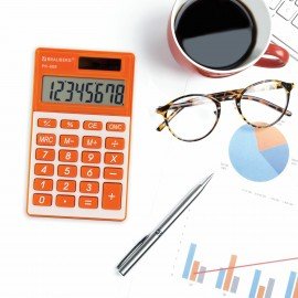 Калькулятор карманный BRAUBERG PK-608-RG (107x64 мм), 8 разрядов, двойное питание, ОРАНЖЕВЫЙ, 250522