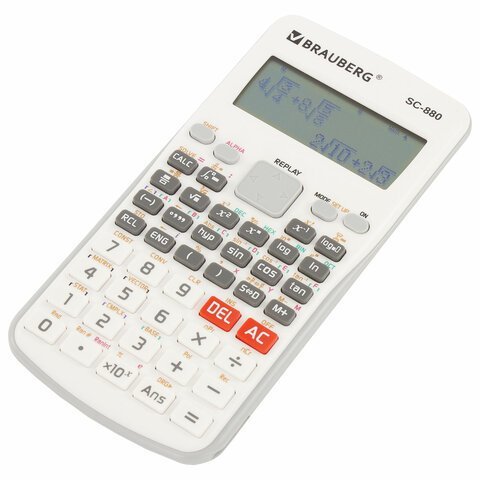 Калькулятор инженерный двухстрочный BRAUBERG SC-880-N, 417 функций, 10+2 разрядов, батарея, БЕЛЫЙ, 250526