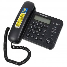 Телефон PANASONIC KX-TS2356RUB, черный, память 50 номеров, АОН, ЖК-дисплей с часами, тональный/импульсный режим