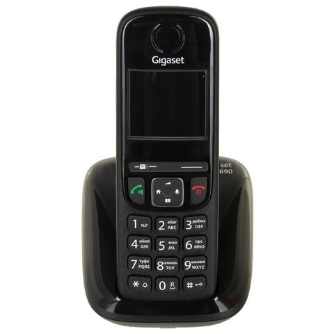 Радиотелефон Gigaset AS690, память 100 номеров, АОН, повтор, часы, черный, S30852H2816S301