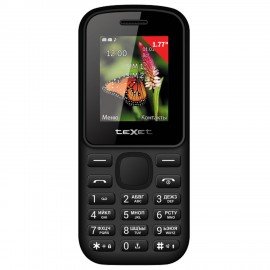 Телефон мобильный TEXET TM-130, 2 SIM, 1,77", 32Мб, microSD, FM, фонарик, черный, 127367