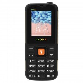 Телефон мобильный TEXET TM-D400, 2 SIM, 1,77", 32 Мб, microSD, FM, MP3, IP54, фонарик, черный, 127371