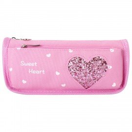 Пенал мягкий ЮНЛАНДИЯ, 2 отделения, полиэстер, "Heart", розовый, 21х6х9 см, 270258