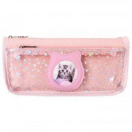 Пенал мягкий ЮНЛАНДИЯ, 2 отделения, полиэстер, "Kitty", розовый, 21х6х9 см, 270261