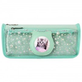 Пенал мягкий ЮНЛАНДИЯ, 2 отделения, полиэстер, "Kitty", мятный, 21х6х9 см, 270262