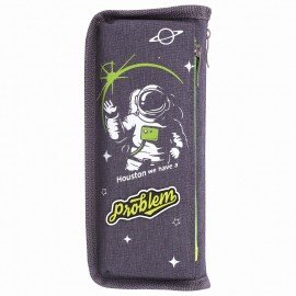 Пенал мягкий ЮНЛАНДИЯ, 2 отделения, полиэстер, "Cosmonaut", серый, 21х6х9 см, 270275