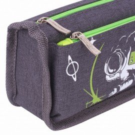 Пенал мягкий ЮНЛАНДИЯ, 2 отделения, полиэстер, "Cosmonaut", серый, 21х6х9 см, 270275