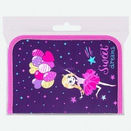 Пенал с наполнением BRAUBERG, 1 отделение, 1 откидная планка, полиэстер, 24 предмета, 21х14 см, "Sweet dream", 270316