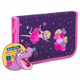 Пенал с наполнением BRAUBERG, 1 отделение, 1 откидная планка, полиэстер, 24 предмета, 21х14 см, "Sweet dream", 270316