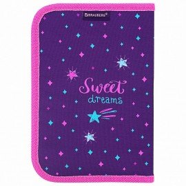 Пенал с наполнением BRAUBERG, 1 отделение, 1 откидная планка, полиэстер, 24 предмета, 21х14 см, "Sweet dream", 270316
