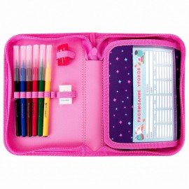 Пенал с наполнением BRAUBERG, 1 отделение, 1 откидная планка, полиэстер, 24 предмета, 21х14 см, "Sweet dream", 270316