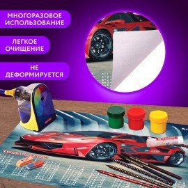 Настольное покрытие BRAUBERG, А3+, пластик, 46x33 см, "Sport Car", 270401