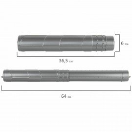 Тубус для чертежей телескопический, длина 36,5-64 см, формат А1, диаметр 6 см, серый, STAFF, 270560