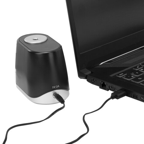 Точилка электрическая BRAUBERG ONE фреза с автостопом, 4 батарейки AA/USB (под адаптер), 270577