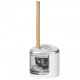 Точилка электрическая BRAUBERG DUAL (для 2 диаметров карандашей!), 4 батарейки АА, белая, 270580