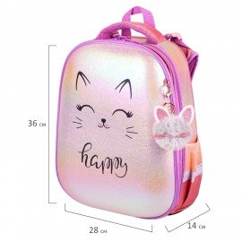 Ранец BRAUBERG SHINY, 2 отделения, с брелком, "Cheerful", 38х28х14 см, 270697