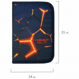 Пенал BRAUBERG, 1 отделение, 2 откидные планки, полиэстер, 21х14 см, "Keep out", 270719