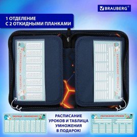 Пенал BRAUBERG, 1 отделение, 2 откидные планки, полиэстер, 21х14 см, "Keep out", 270719