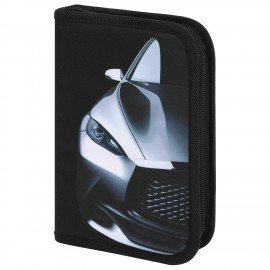 Пенал BRAUBERG с наполнением, 1 отделение, 1 откидная планка, 24 предмета, 21х14 см, "Fast car", 270724