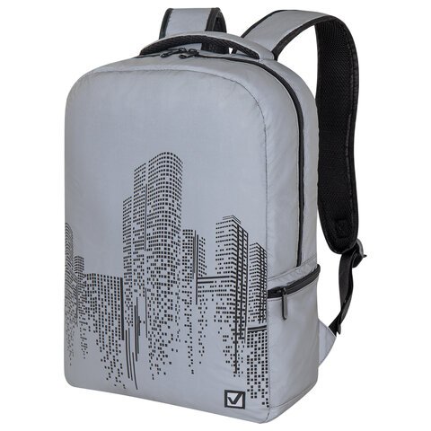 Рюкзак BRAUBERG REFLECTIVE универсальный, светоотражающий, "City", серый, 42х30х13 см, 270757