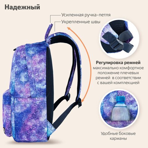 Рюкзак BRAUBERG DREAM универсальный с карманом для ноутбука, эргономичный, "Galaxy", 42х26х14 см, 270772