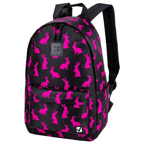 Рюкзак BRAUBERG POSITIVE универсальный, потайной карман, "Pink Rabbits", 42х28х14 см, 270780