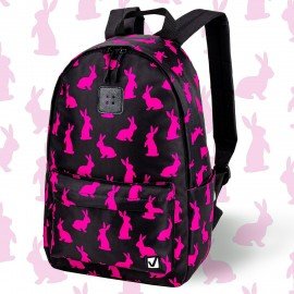 Рюкзак BRAUBERG POSITIVE универсальный, карман-антивор, "Pink Rabbits", 42х28х14 см, 270780