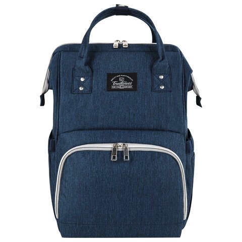 Рюкзак для мамы BRAUBERG MOMMY с ковриком, крепления на коляску, термокарманы, синий, 40x26x17 см, 270820