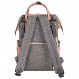 Рюкзак для мамы BRAUBERG MOMMY с ковриком, крепления на коляску, термокарманы, серый/розовый, 40x26x17 см, 270821
