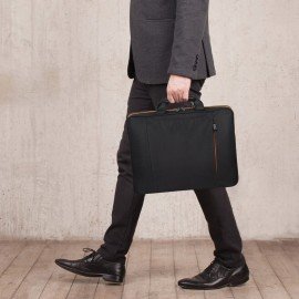 Сумка портфель BRAUBERG OFFICE с отделением для ноутбука 17,3", черная, 34х44х6 см, 270826