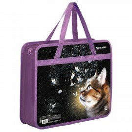 Папка на молнии с ручками BRAUBERG А4, 1 отделение, пластик, 80 мм, "Dream cat", 270868