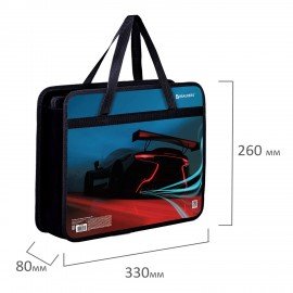 Папка на молнии с ручками BRAUBERG А4, 1 отделение, пластик, 80 мм, "Speed", 270872