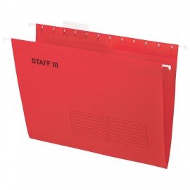 Подвесные папки А4 (350х240 мм) до 80 л., КОМПЛЕКТ 10 шт., красные, картон, STAFF, 270931