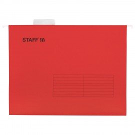 Подвесные папки А4 (350х240 мм) до 80 л., КОМПЛЕКТ 10 шт., красные, картон, STAFF, 270931