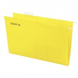 Подвесные папки A4/Foolscap (404х240 мм) до 80 л., КОМПЛЕКТ 10 шт., желтые, картон, STAFF, 270935