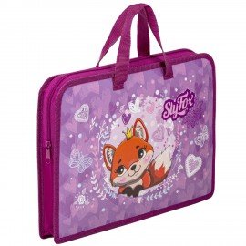 Папка на молнии с ручками ЮНЛАНДИЯ А4, 1 отделение, пластик, ширина 45 мм, "Sly fox", 270945