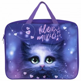 Папка на молнии с ручками BRAUBERG А4, 1 отделение, полиэстер, 80 мм, "Believe in miracles", 270960