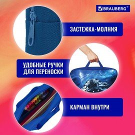 Папка на молнии с ручками BRAUBERG А4, 1 отделение, полиэстер, 80 мм, "Spaceship", 270963