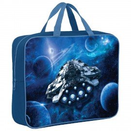 Папка на молнии с ручками BRAUBERG А4, 1 отделение, полиэстер, 80 мм, "Spaceship", 270963