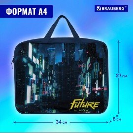 Папка на молнии с ручками BRAUBERG А4, 1 отделение, полиэстер, 80 мм, "Future", 270965