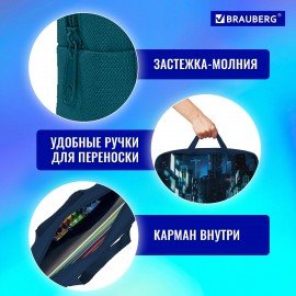 Папка на молнии с ручками BRAUBERG А4, 1 отделение, полиэстер, 80 мм, "Future", 270965